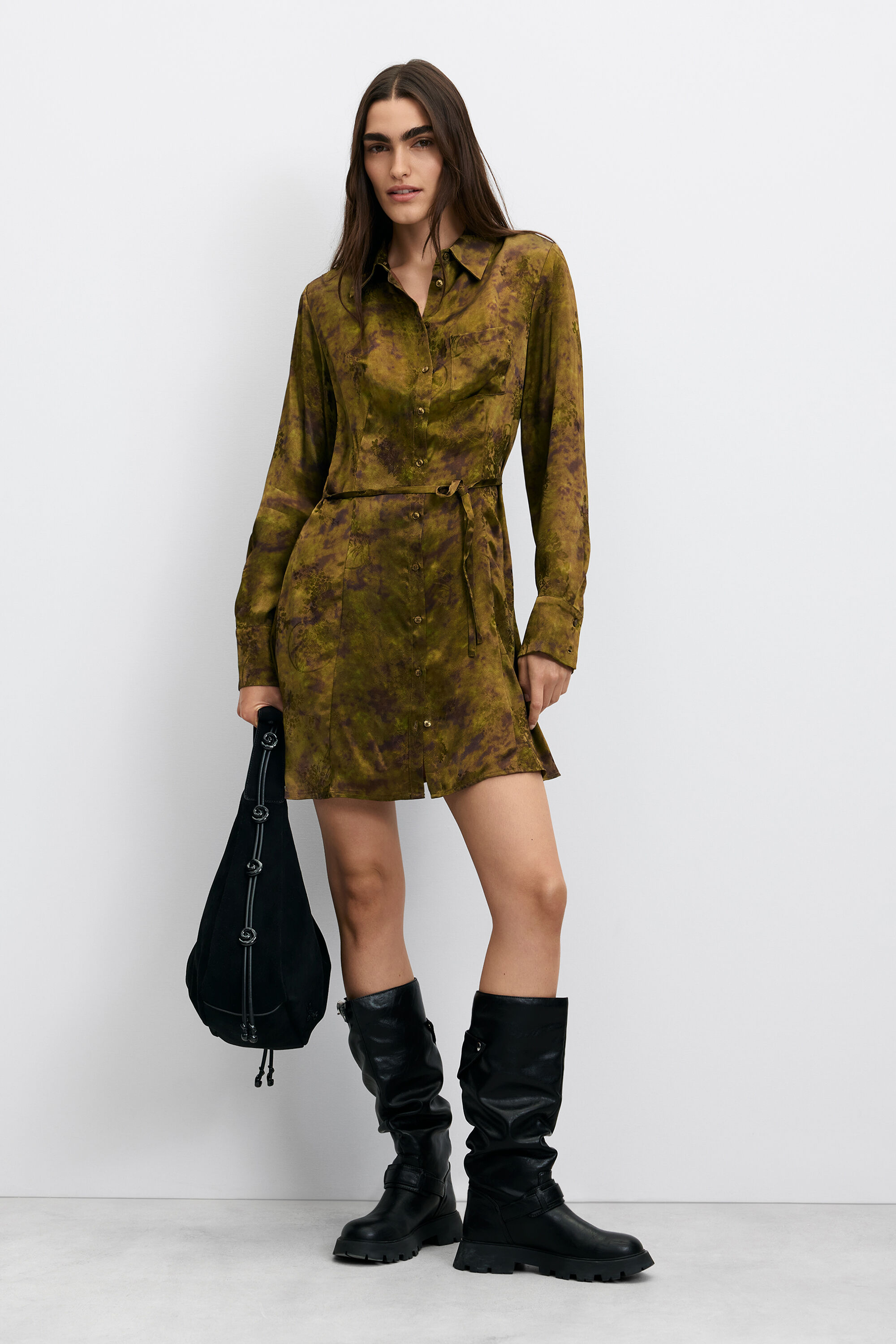 robe longue imprimée en viscose, DESIGUAL