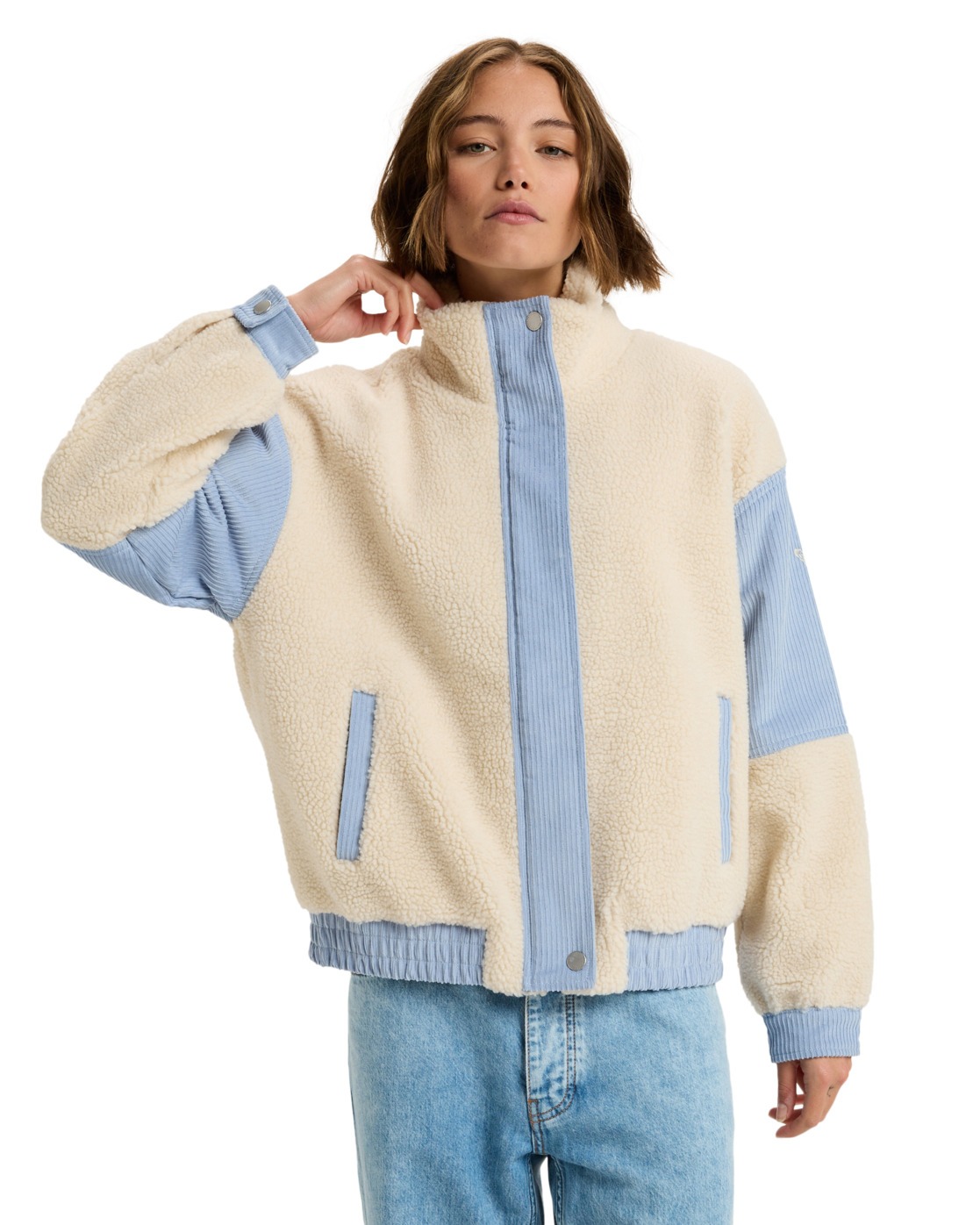 Veste oversize en sherpa avec bloc de velours côtelé WRAP IT UP CORD., ROXY