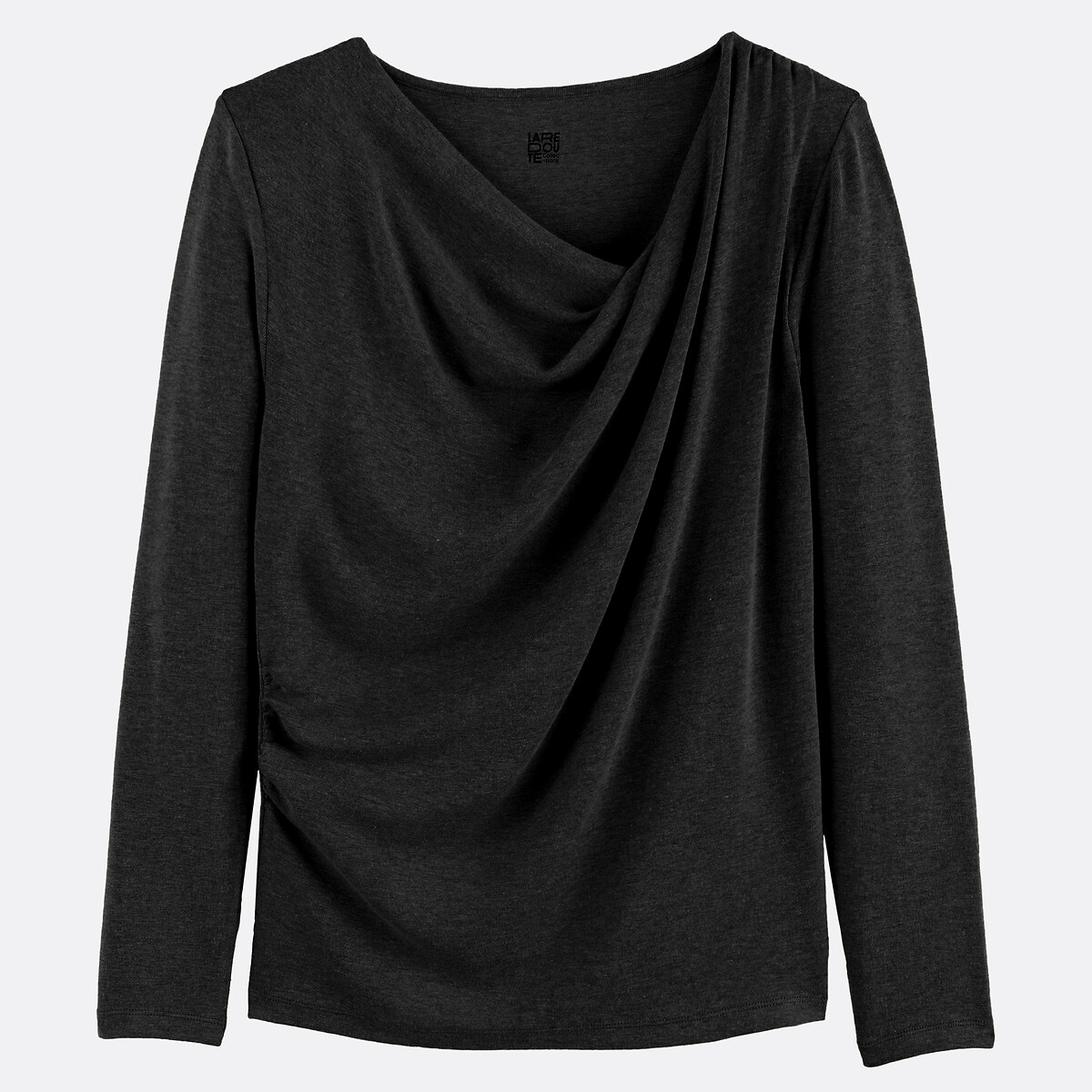Viscose blend long sleeve draped t-shirt, LA REDOUTE COLLECTIONS