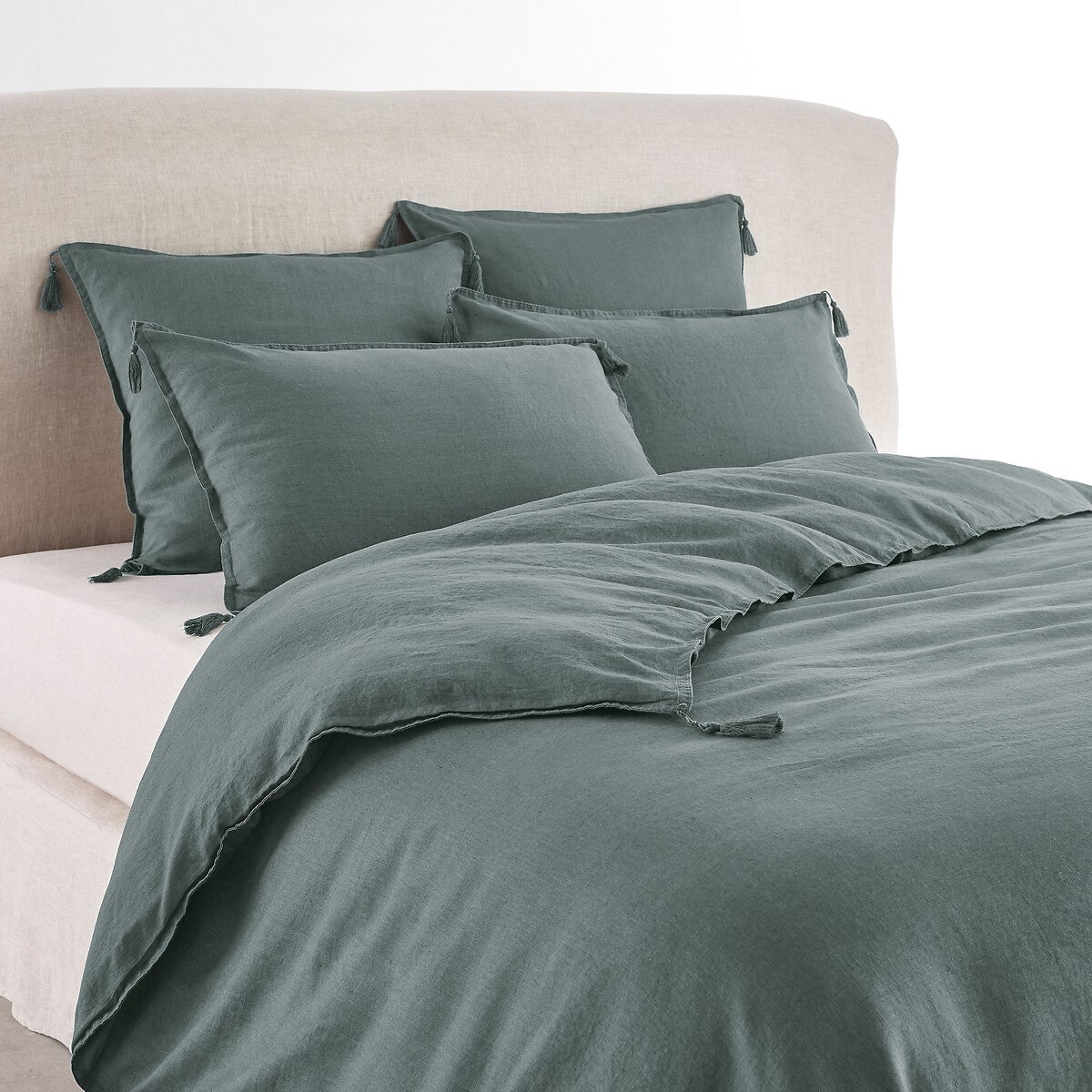 Carly Tassel 100% Washed Linen Duvet Cover