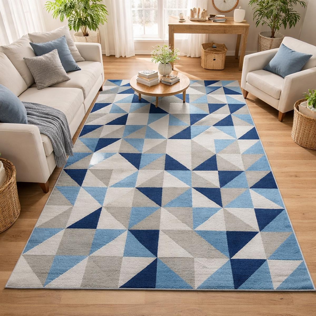 Tapis kilim LYN12 SCANDIN, fait main en laine motif géométrique, UN AMOUR DE TAPIS