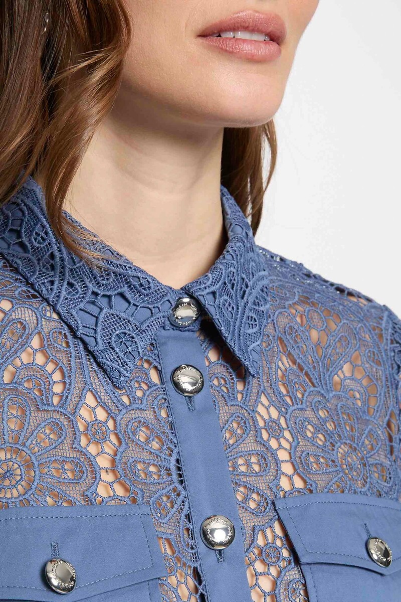 Camicia aderente NY Yankees con pizzo bianco