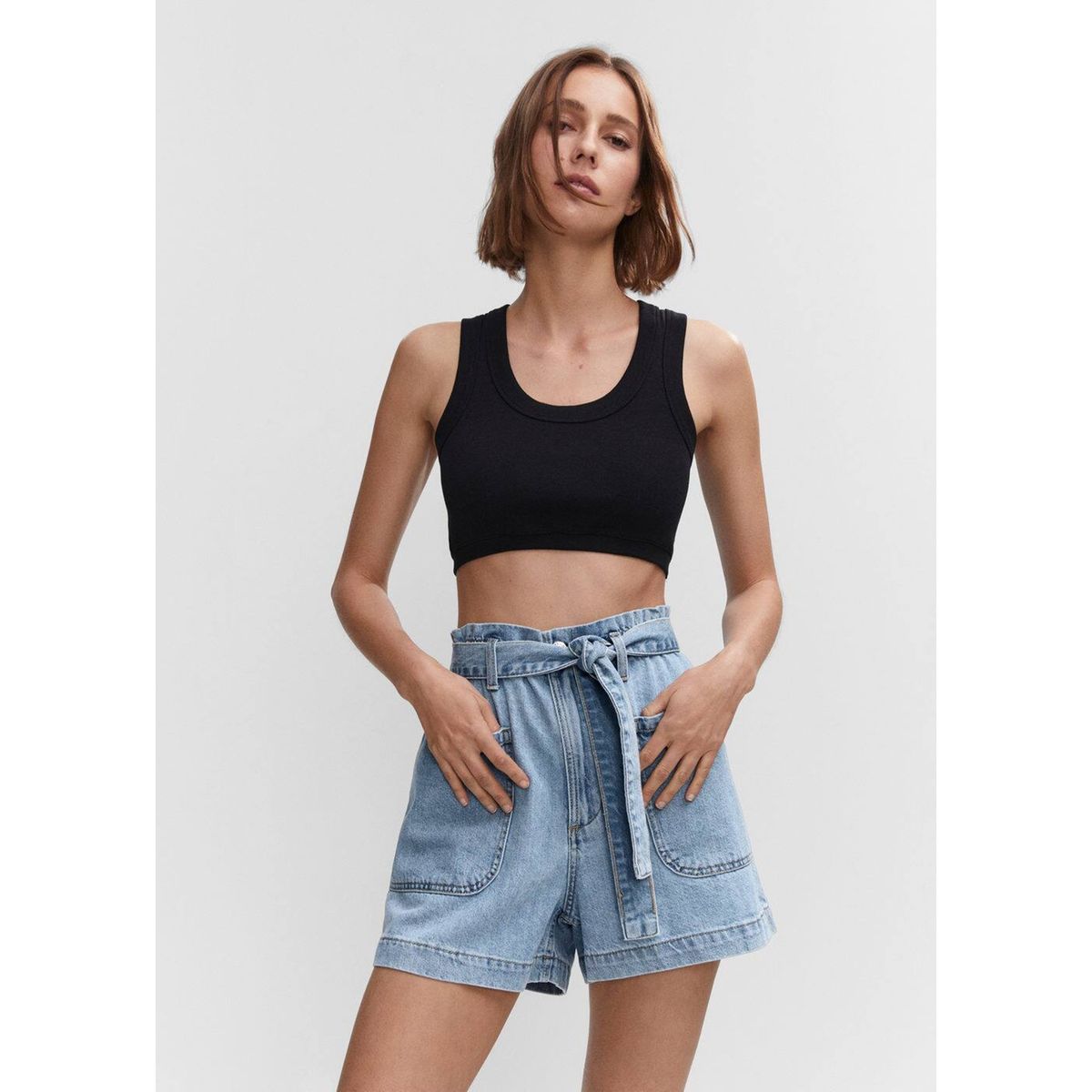 Mango store belted shorts