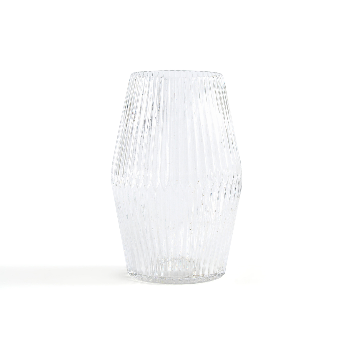 Afa 25cm High Cylindrical Grooved Glass Vase