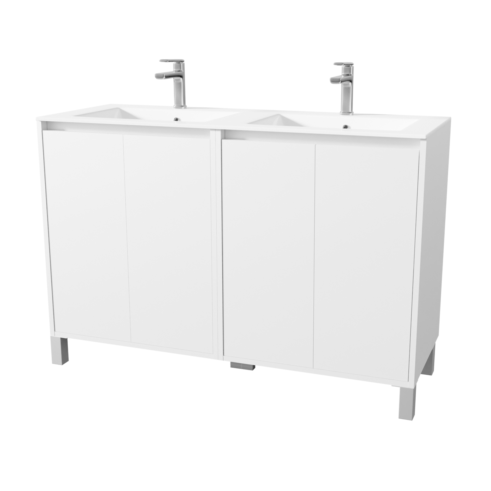 Meuble de salle de bains double vasque avec 4 portes, HOME MAISON
