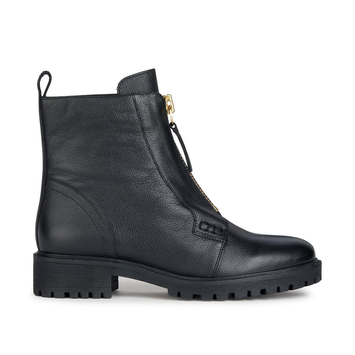 Hoara zipped ankle boots in breathable leather, black, Geox | La Redoute