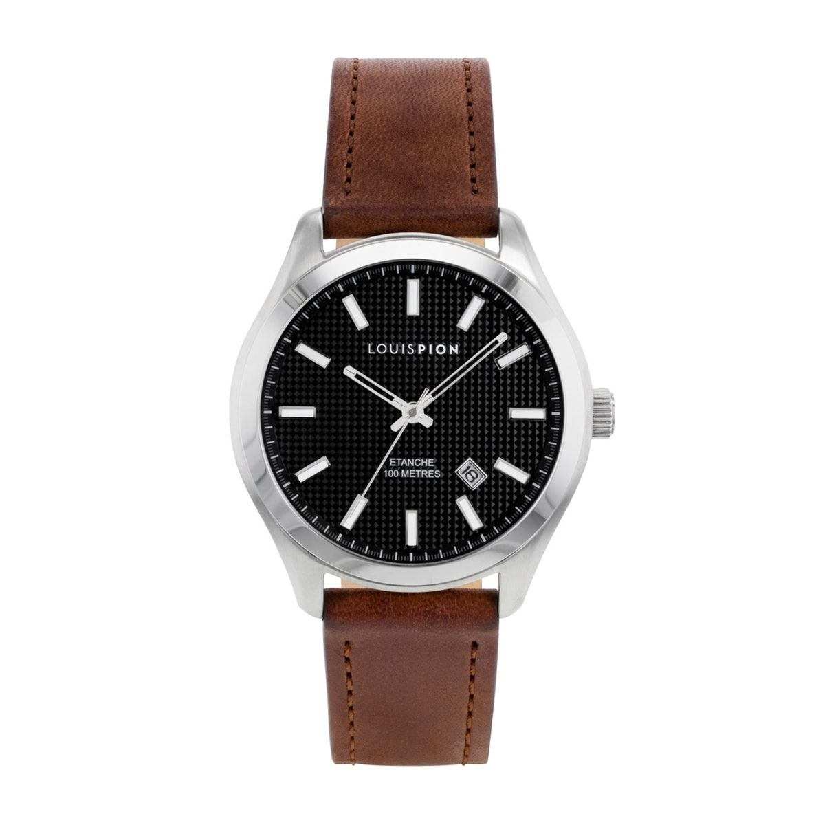 Montre Louis Pion Classique - Cadran Noir/blanc - Bracelet Cuir Noir - Occasion