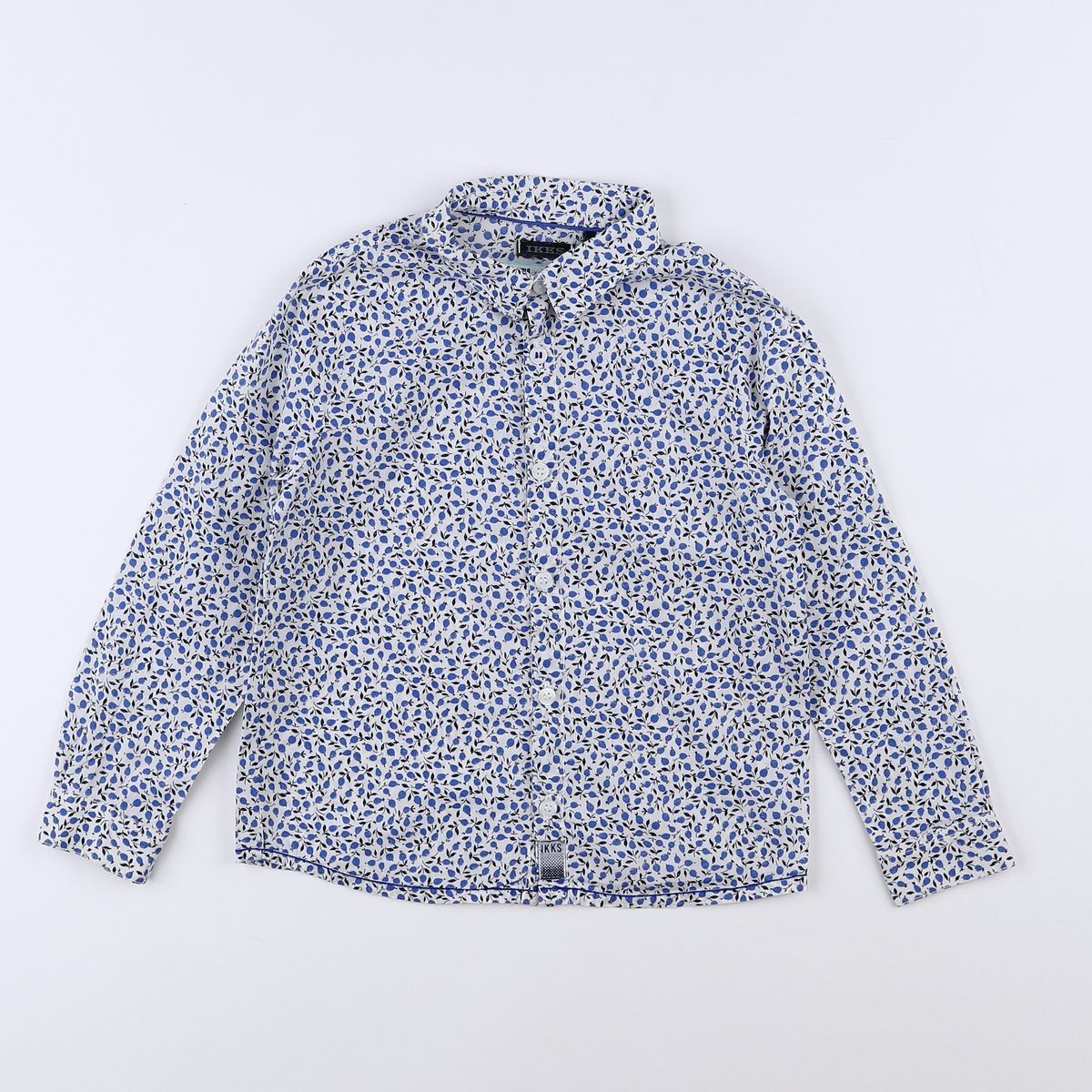 Chemise IKKS Garçon Taille 128 – Motif Floral, 100% Coton, Très Bon état