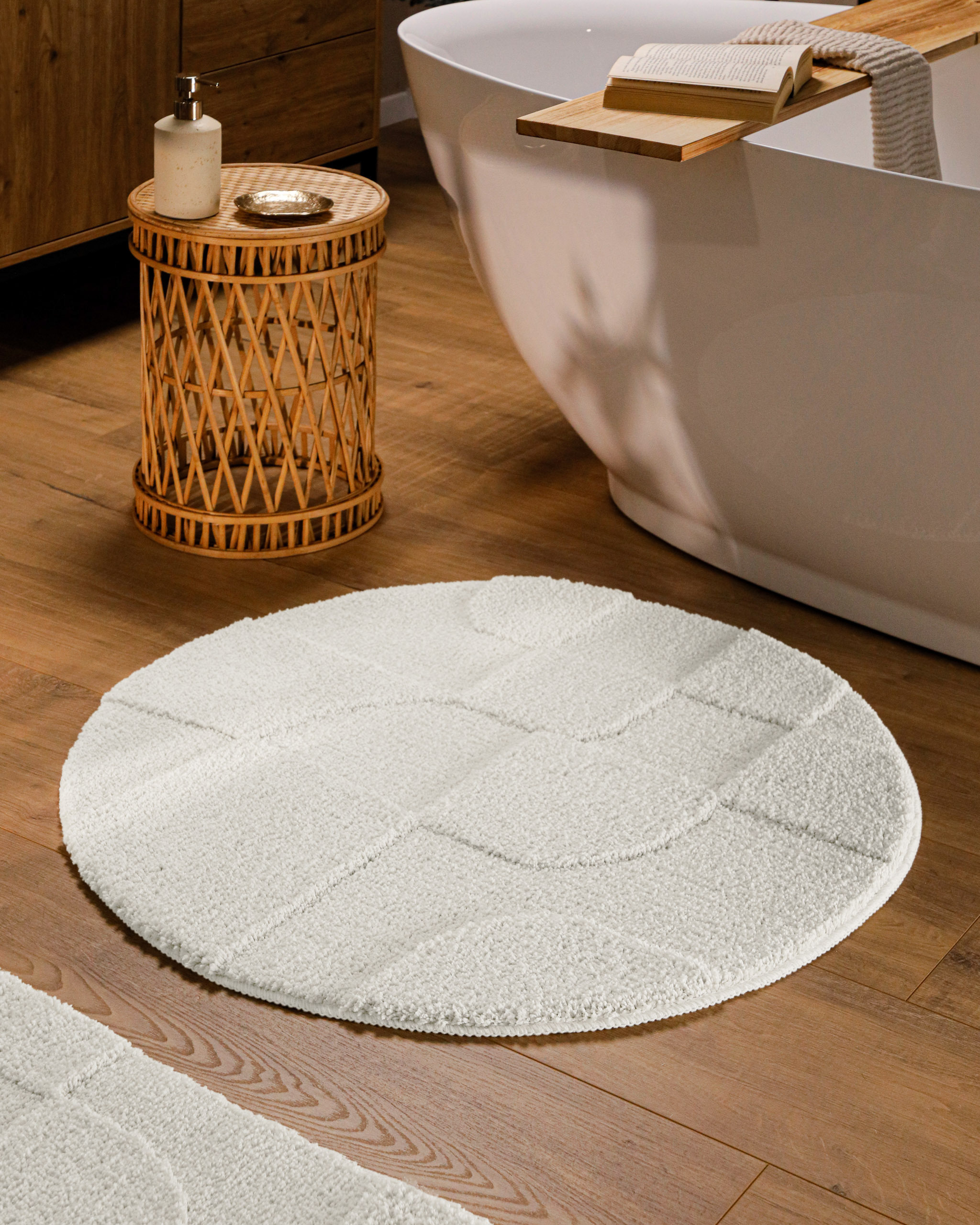 Tapis de bain uni rond, relief, antidérapant , Davie, WECON HOME