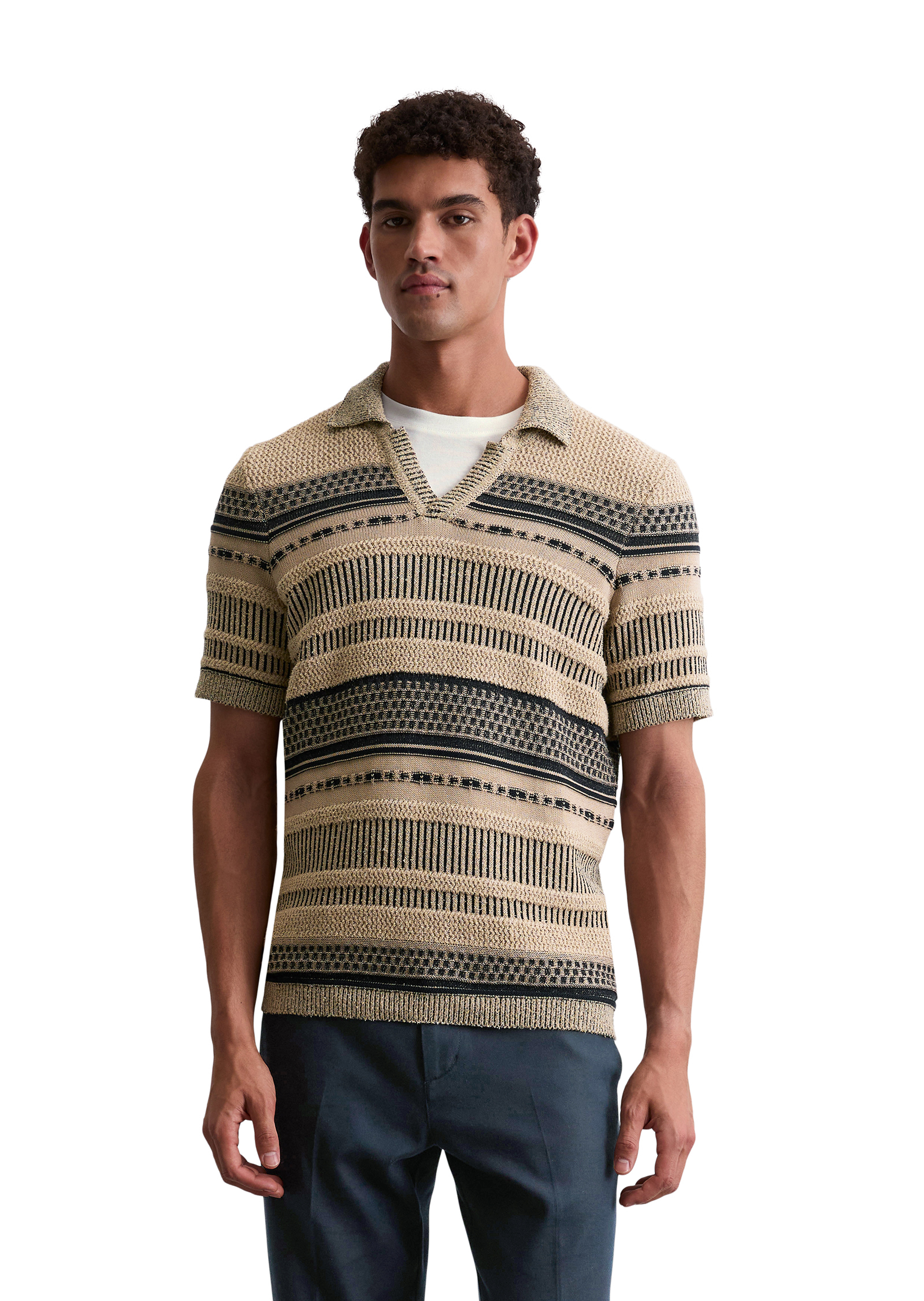 Pull à manches courtes regular avec mélange de structures, MARC O'POLO