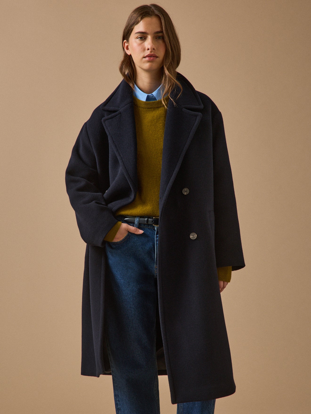 Manteau long lainage uni, CYRILLUS