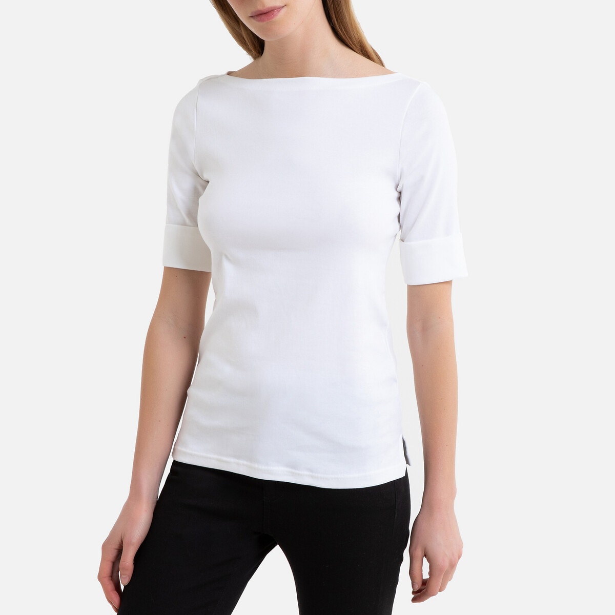Tee shirt col bateau à manches courtes, LAUREN RALPH LAUREN