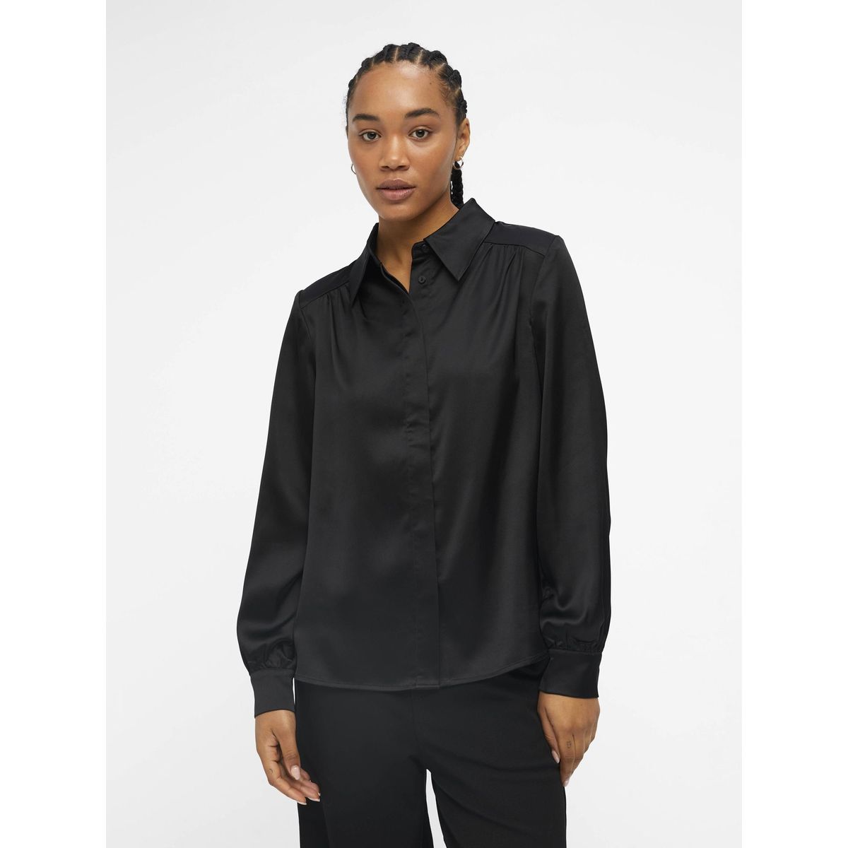 Chemisier satin noir discount femme