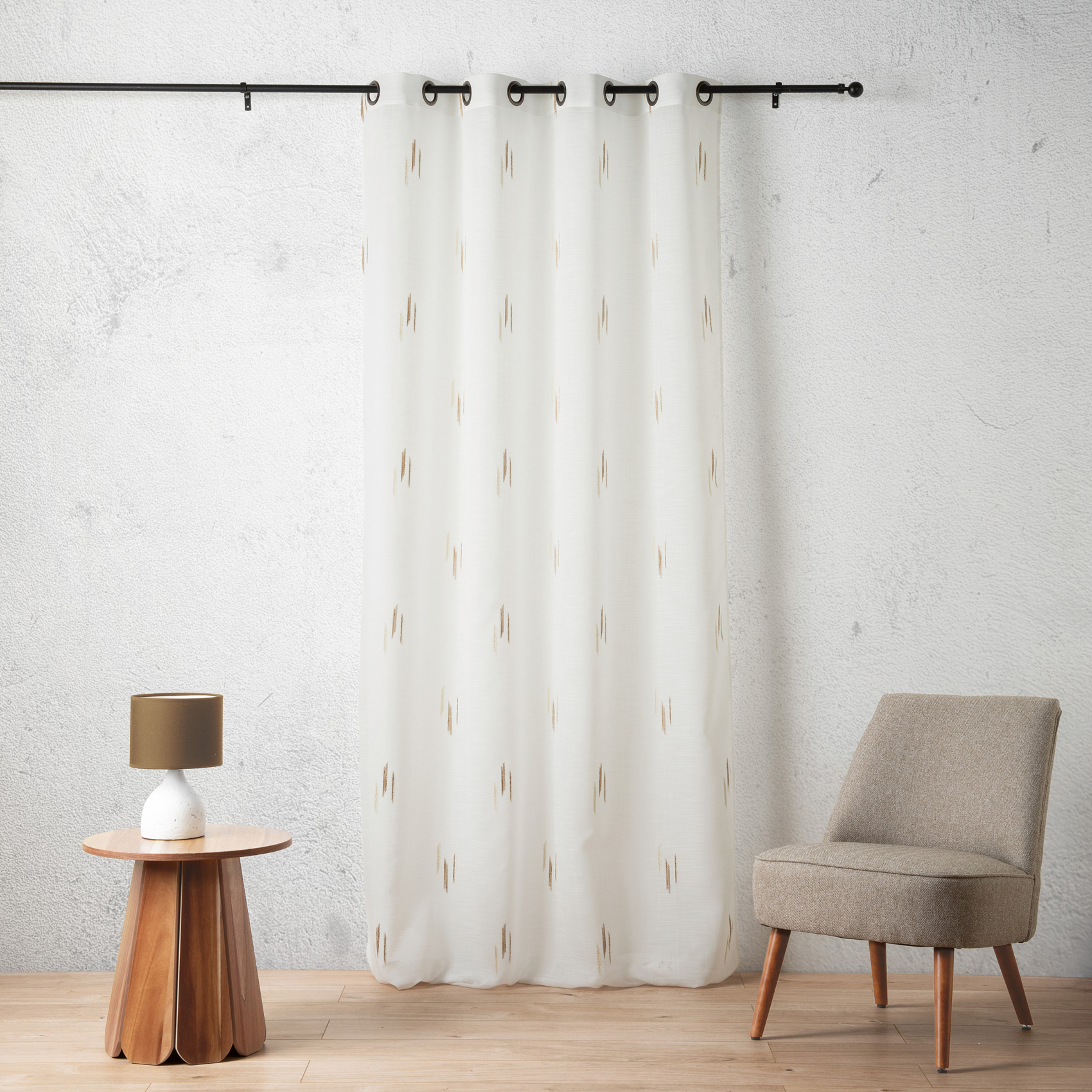 Voilage texturé motif fil coupé esprit ikat, LINDER