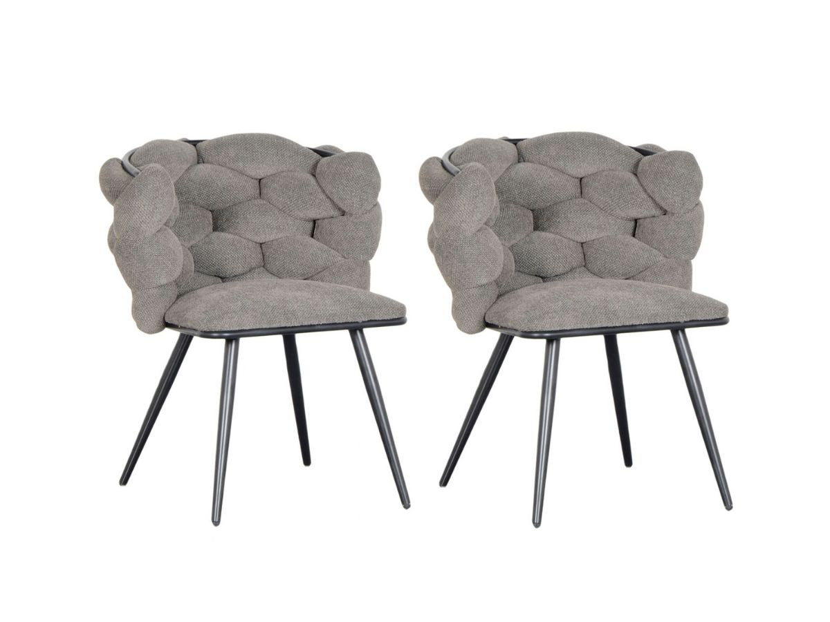 Lot de 2 chaises tissu texturé, CHLOE, BOBOCHIC