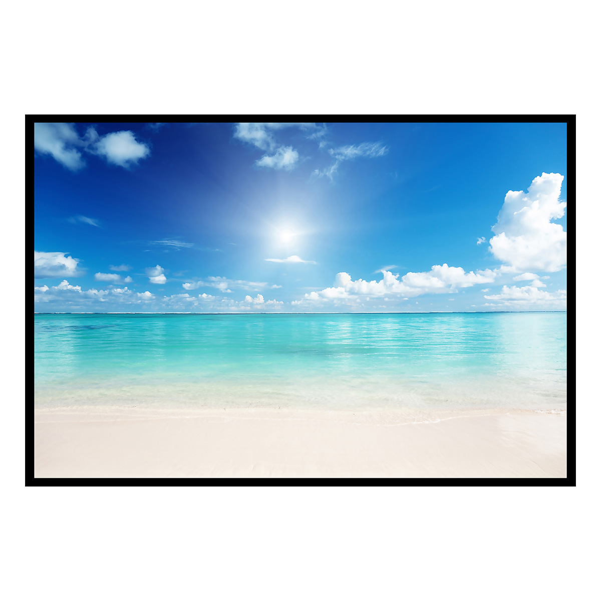 Affiche encadrée plage tropicale et horizon azur, HEXOA