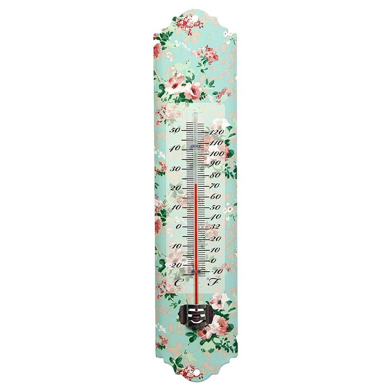 Thermomètre Imprimé Roses 30cm, ESSCHERT DESIGN