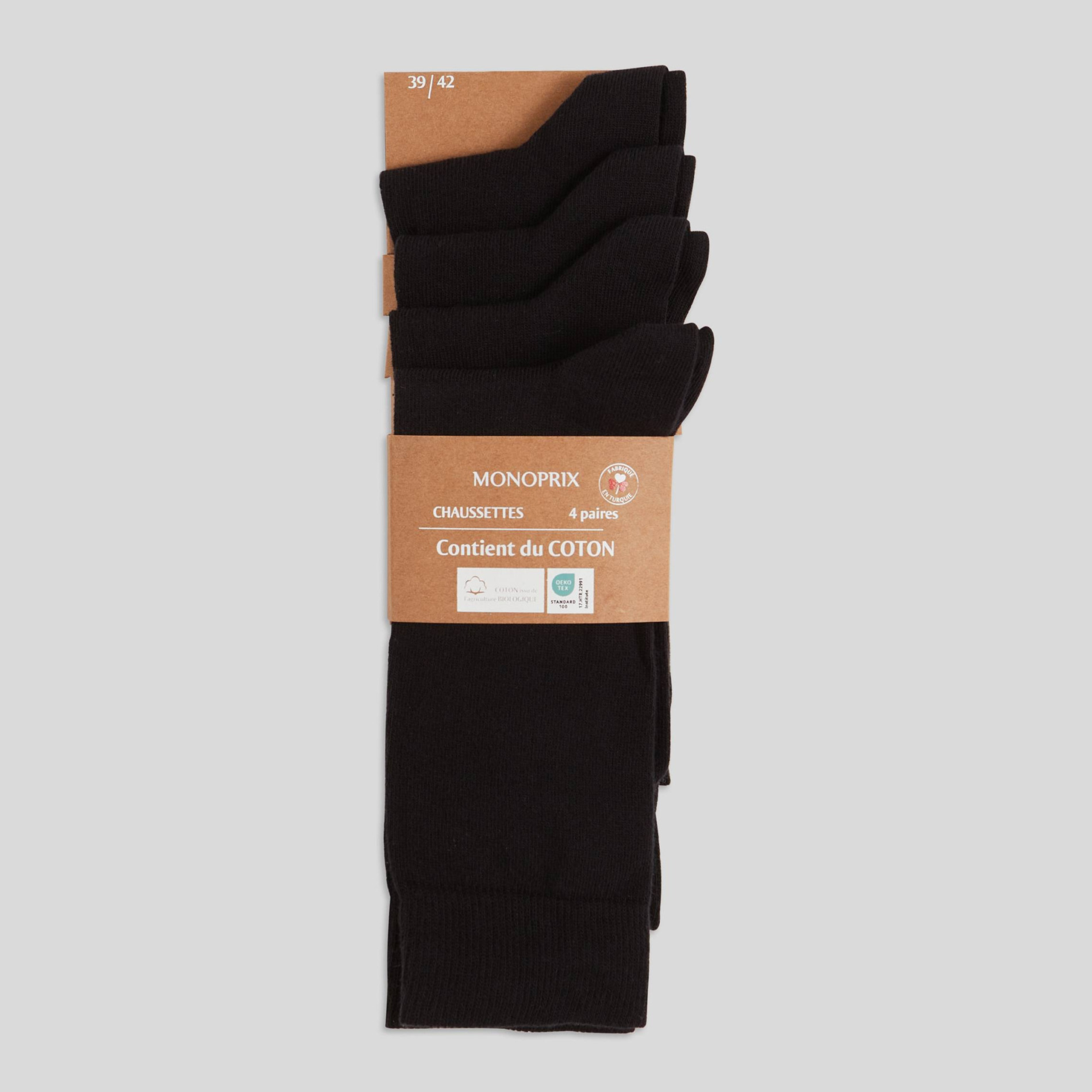 Lot de 4 paires de chaussettes en coton, MONOPRIX