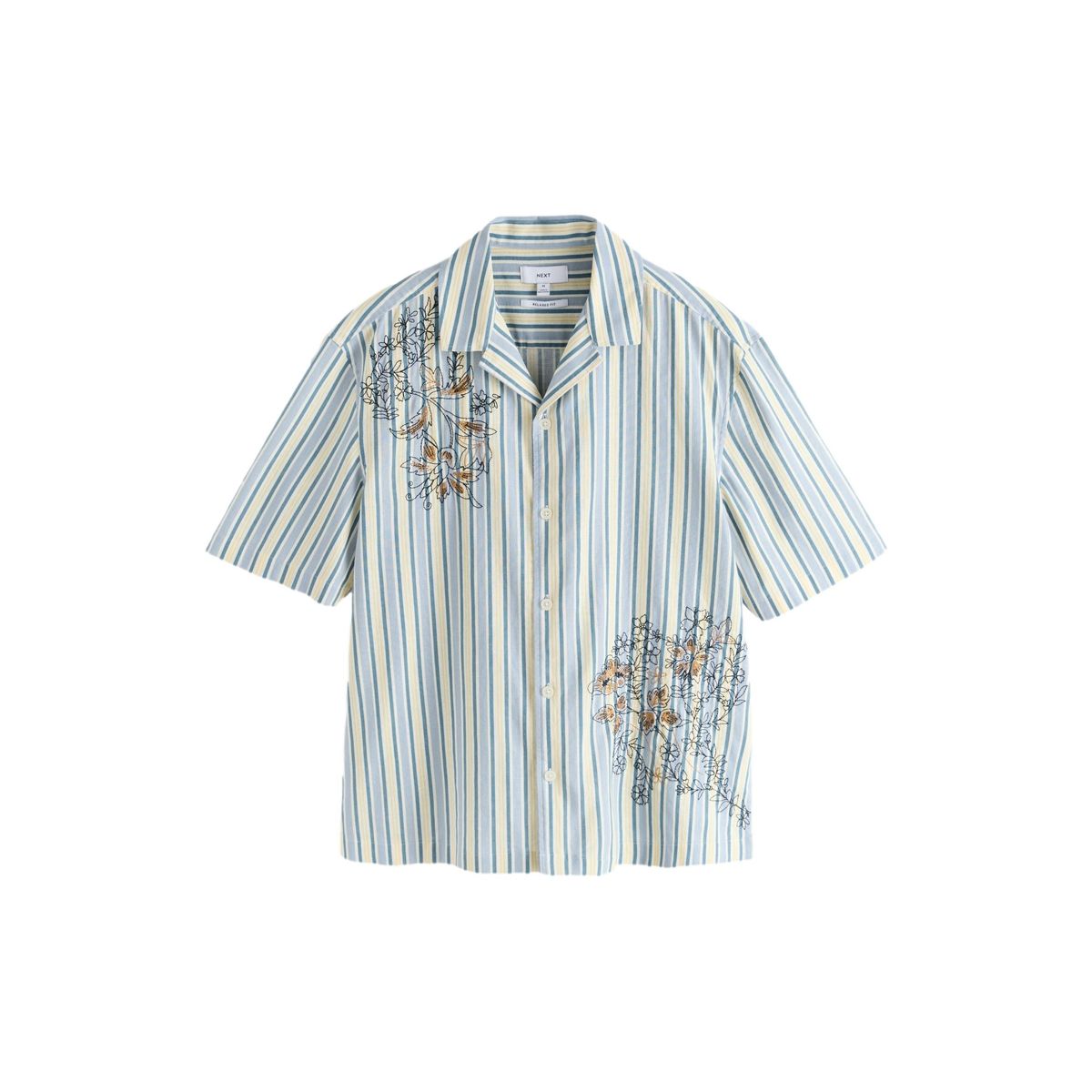 Chemise rayée à manches courtes avec broderie, NEXT