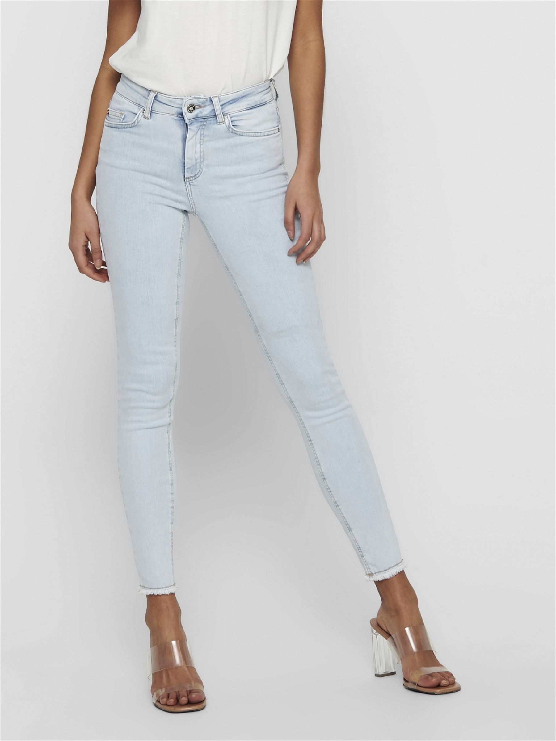 ONLY Jean Skinny ONLBLUSH - Taille Moyenne Denim Stretch Écru - Fit Confortable