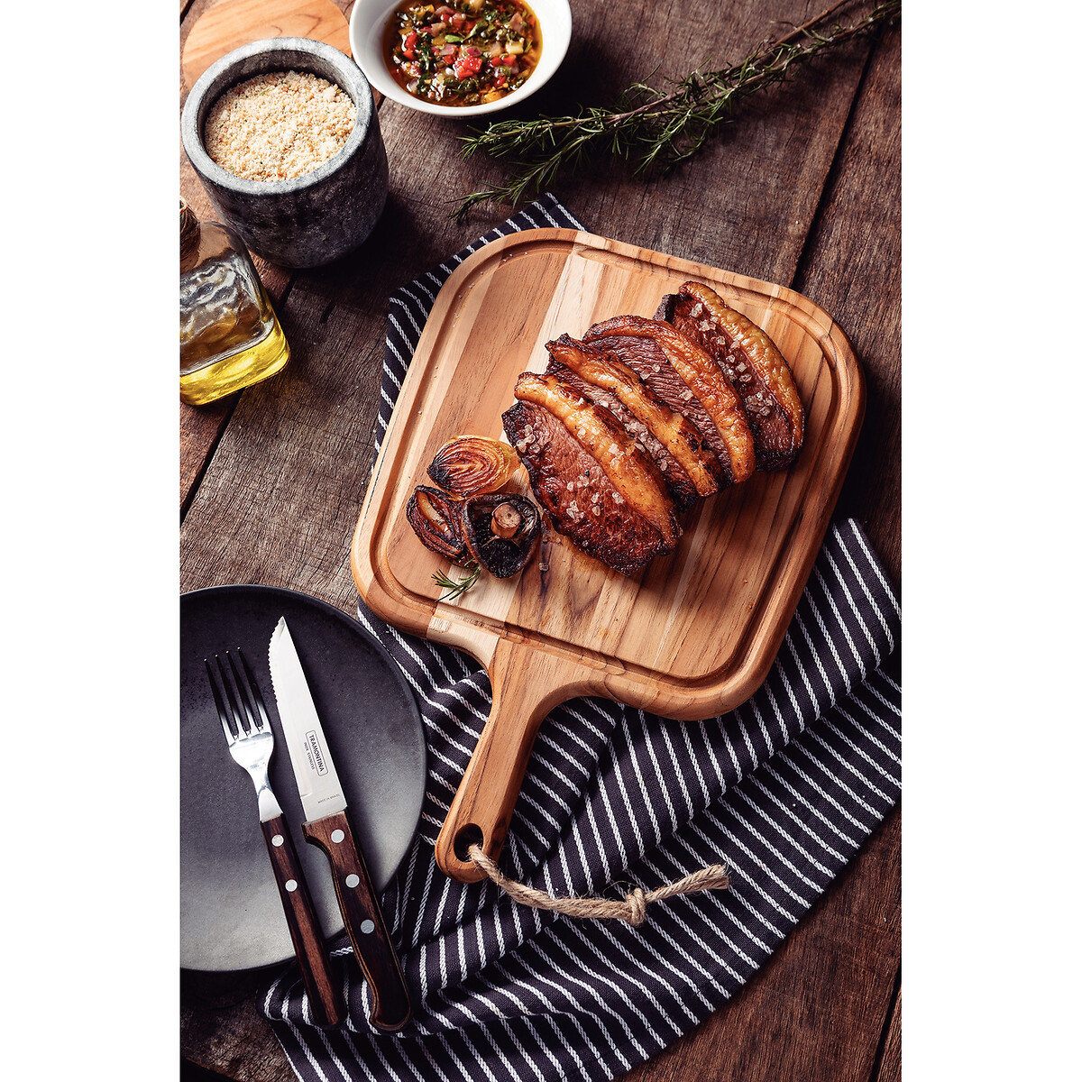 Tábua para Steak Provence em Madeira Teca FSC, Tramontina, TRAMONTINA