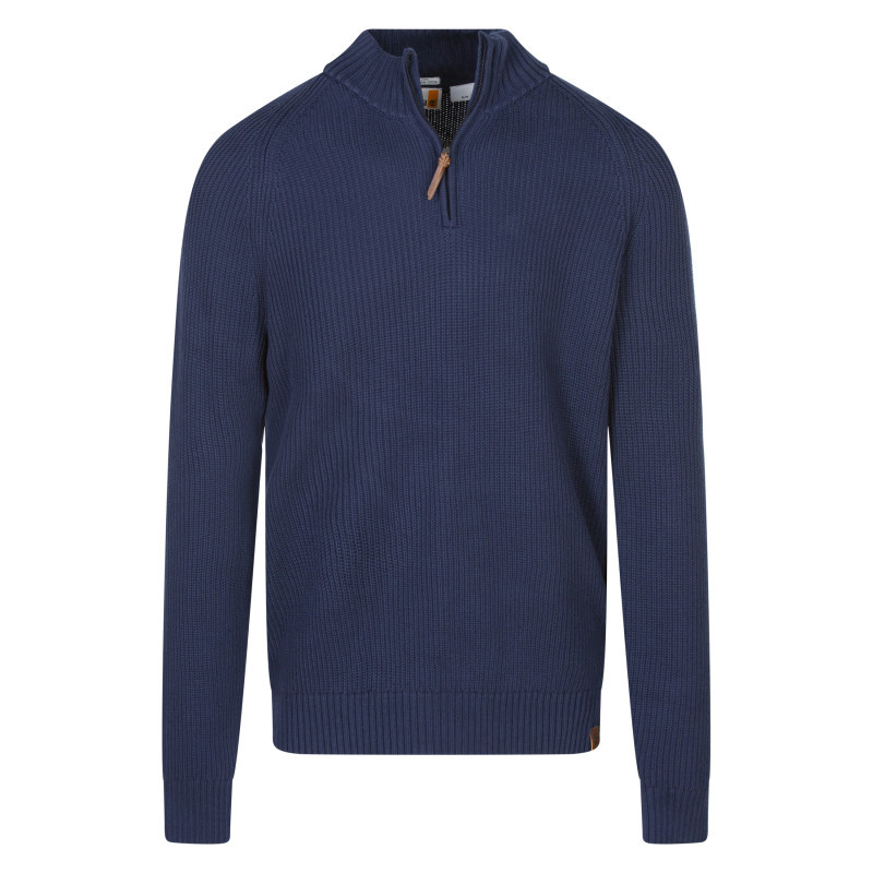Pull en coton marine uni avec une coupe droite et un col camionneur, TIMBERLAND