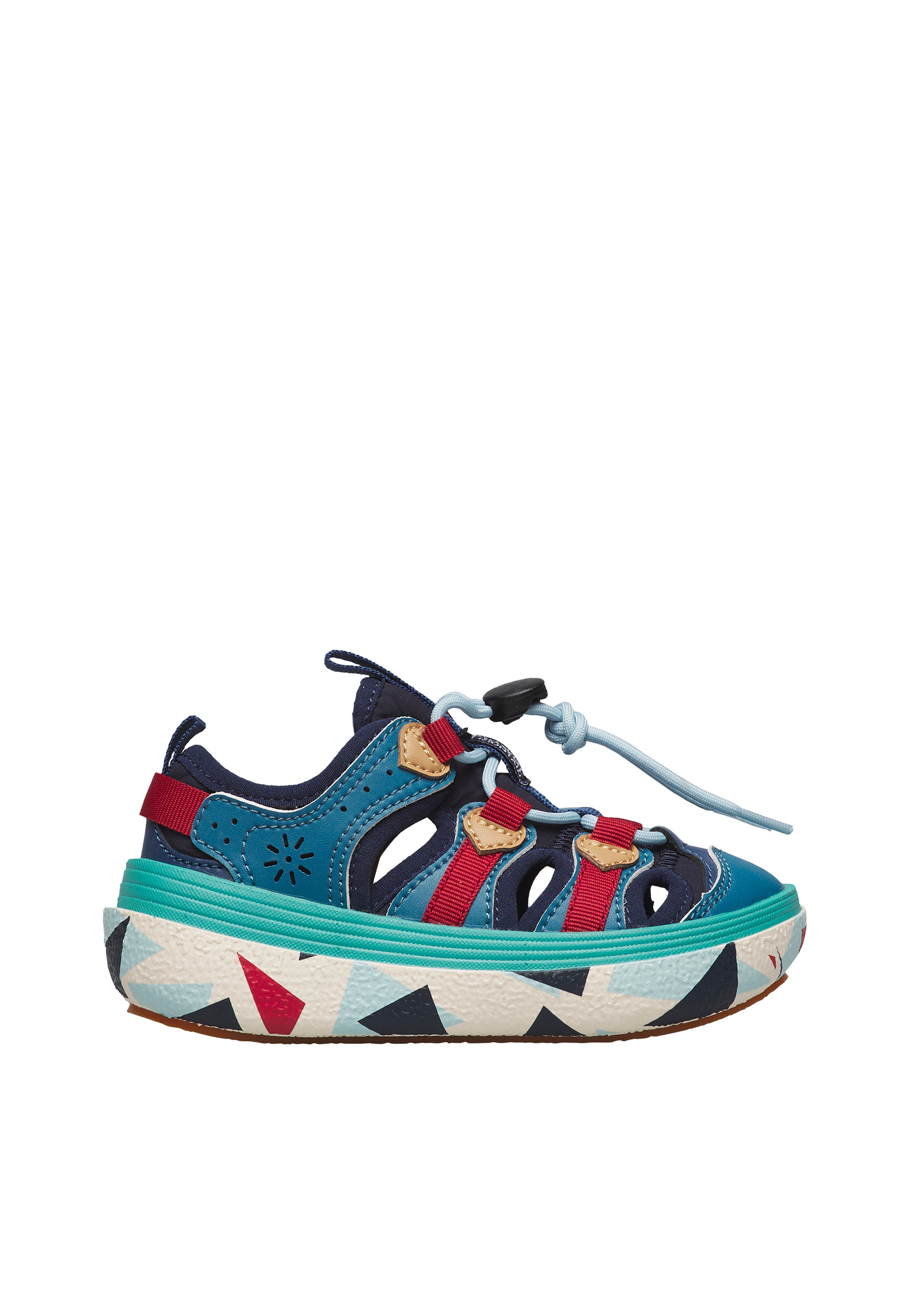 Sandales semi-ouvertes en simili cuir et tissu CHOMEI JUNIOR., NATURINO