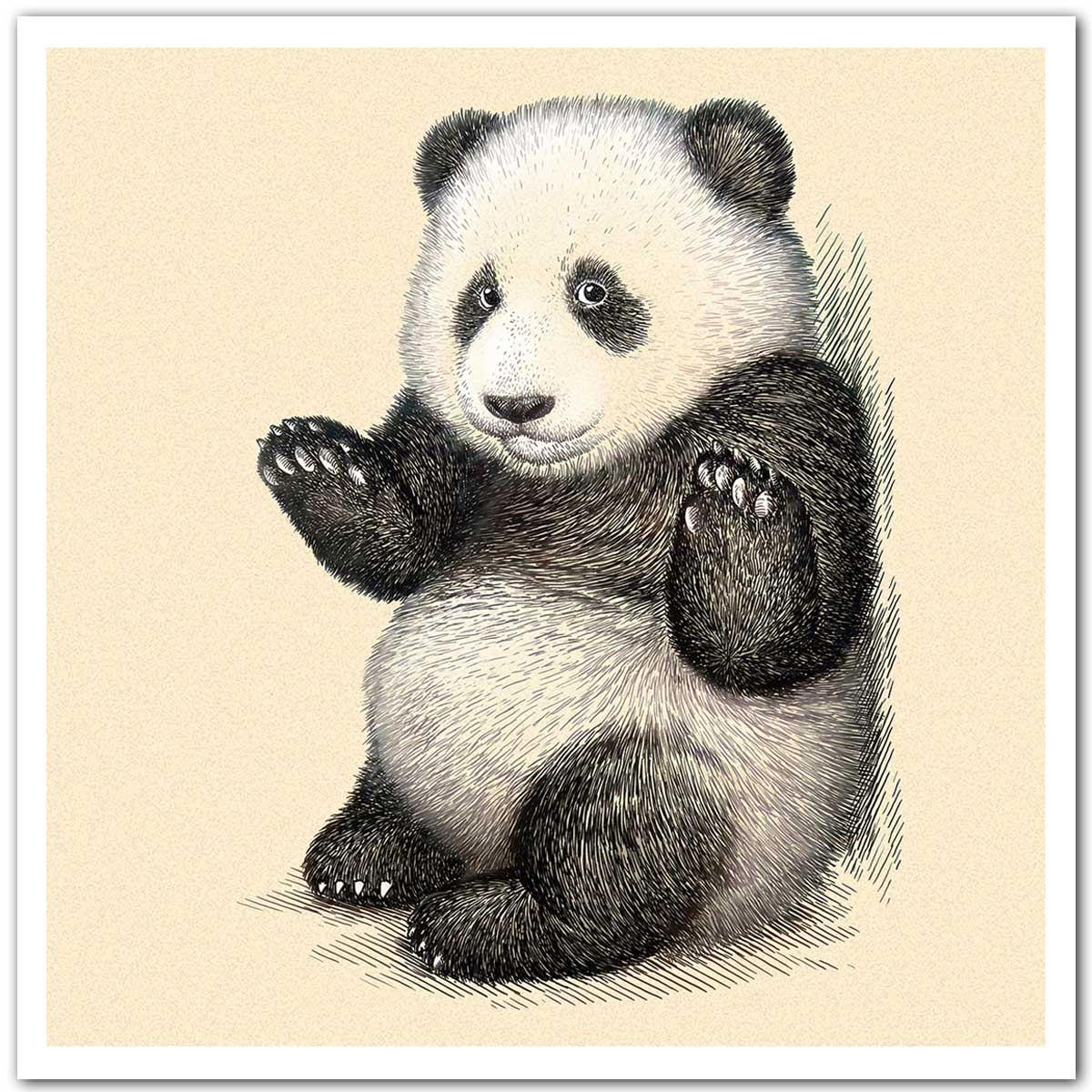 Affiche enfant Affiche illustration vintage panda, HEXOA