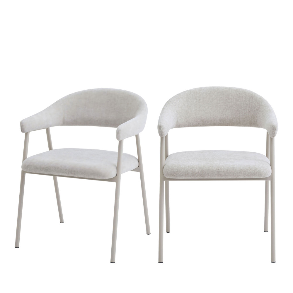Lot de 2 fauteuils de table en tissu et métal- LEON, DRAWER