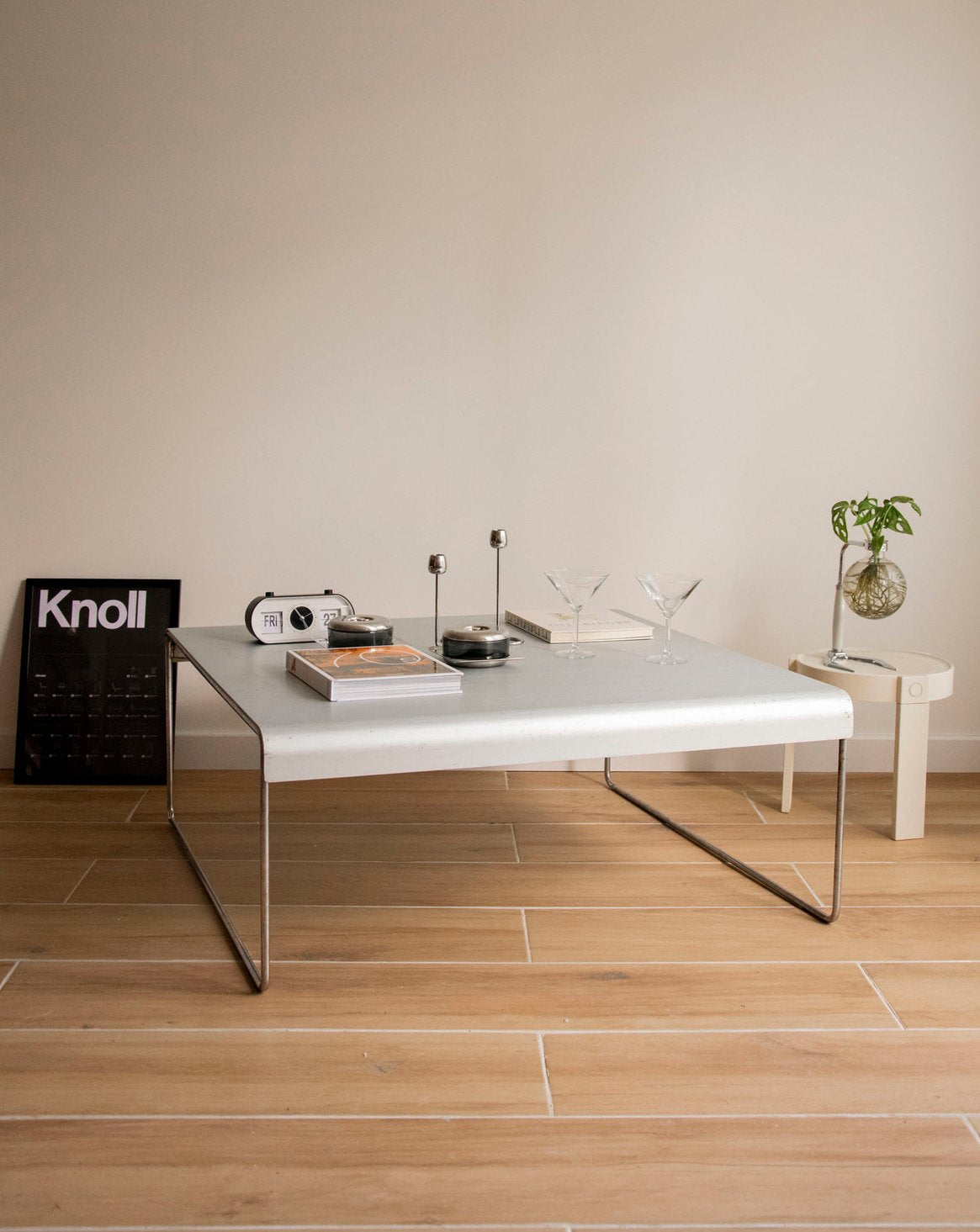 Grande table basse en inox Donna N°1520 - Bon état, DEBONGOUT