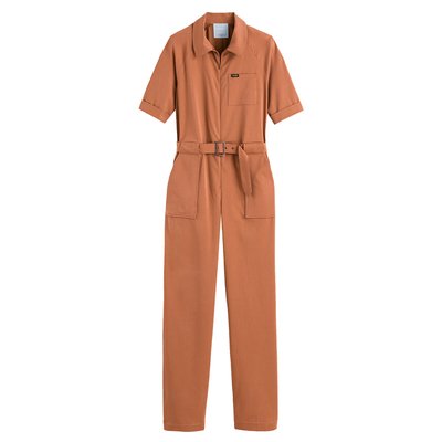 Cotton Mix Jumpsuit with Short Sleeves, Length 31.5" WRANGLER x LA REDOUTE