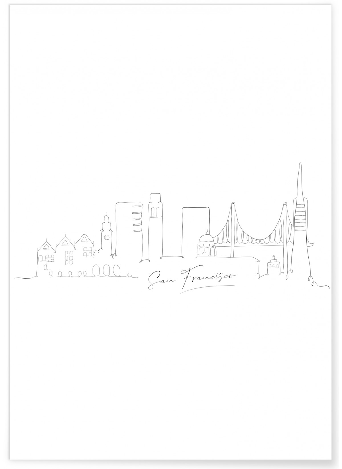 Affiche Line Art San Francisco, L'AFFICHERIE