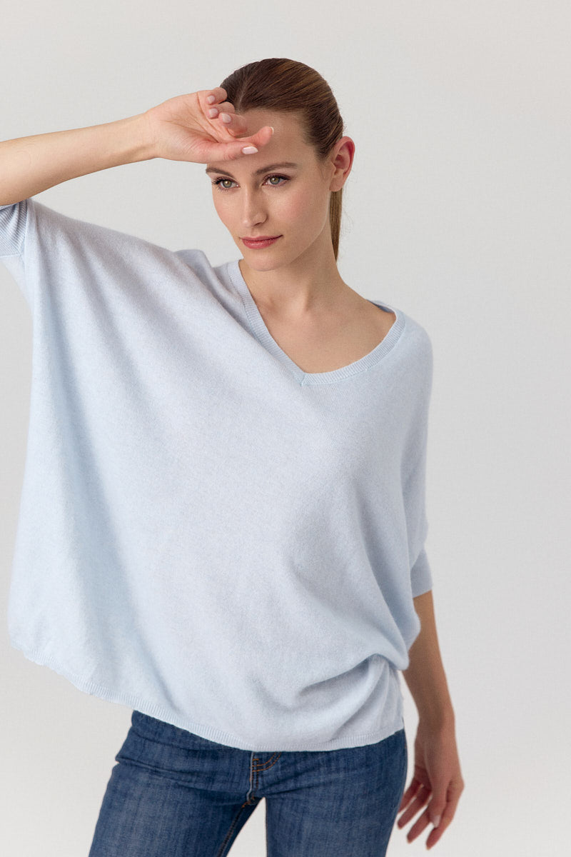 Pull oversize en maille douce avec col V et manches amples LAURINA, ARTLOVE