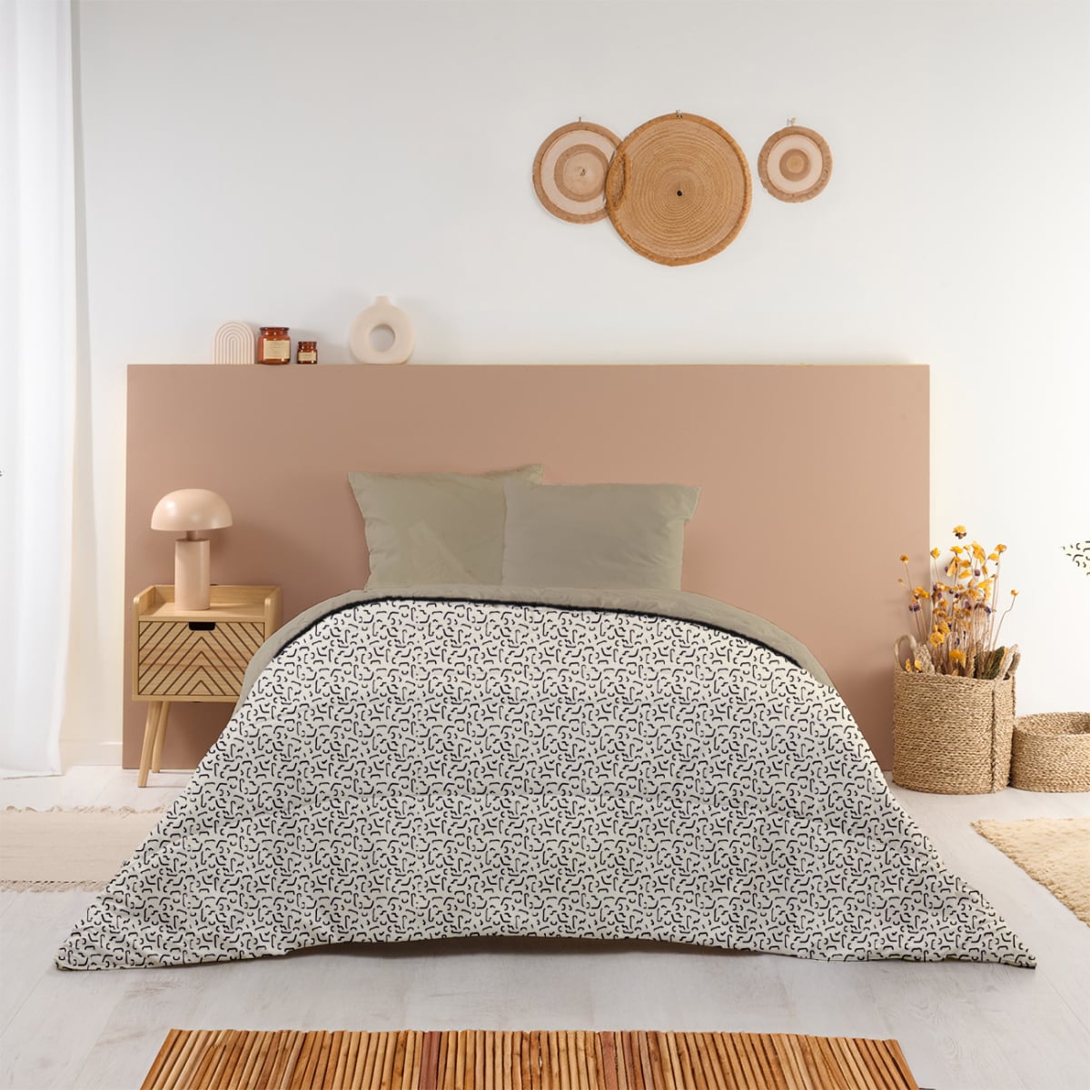 Couette imprimée microfibre chaude Othon, BLEU CALIN
