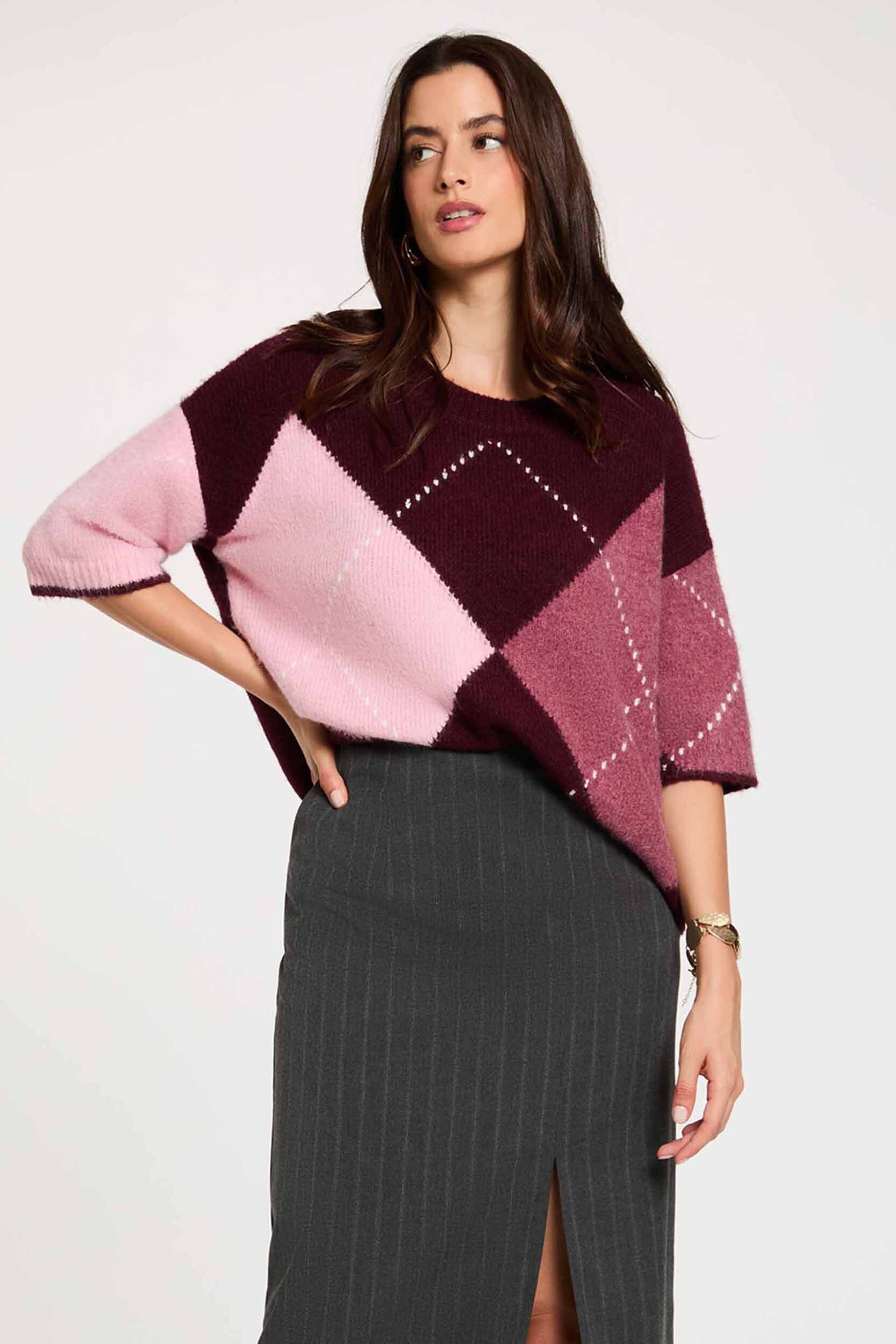 Pull jacquard col rond, MORGAN