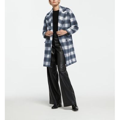 Manteau droit colbert 3 imprim tartan laine recycl e m lang e