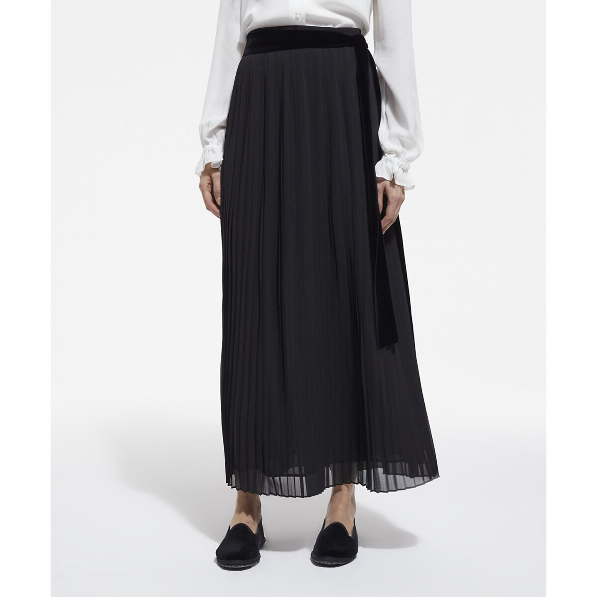 Dark Black Essentials Pleats Wrap Long Skirt // Pleated Skirt Mens / W –  Ofelya Boutique