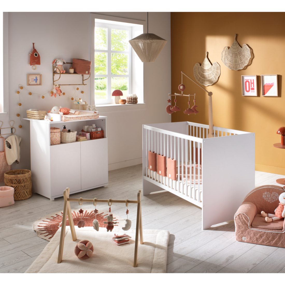 Chambre bébé duo: Lit 120x60 et commode à langer 2 portes, BABY PRICE