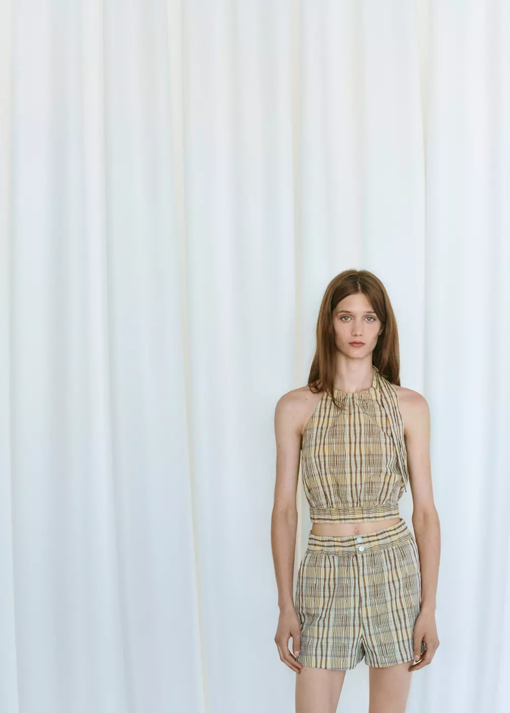 Top halter à carreaux, MANGO