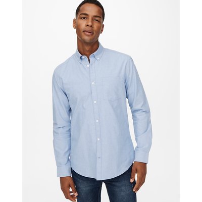 Neil Oxford Cotton Shirt with Buttoned Collar ONLY & SONS