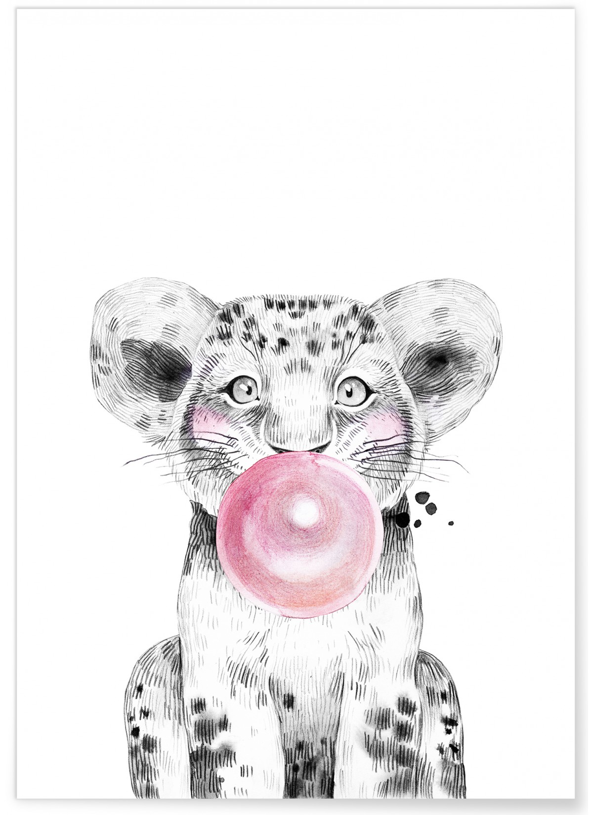 Poster Bulle de Lionceau Rose, L'AFFICHERIE