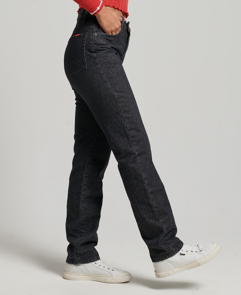 Jean droit à taille haute en coton bio, SUPERDRY