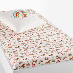Licorne Fitted Sheet in Unicorn Print Cotton Percale LA REDOUTE INTERIEURS image