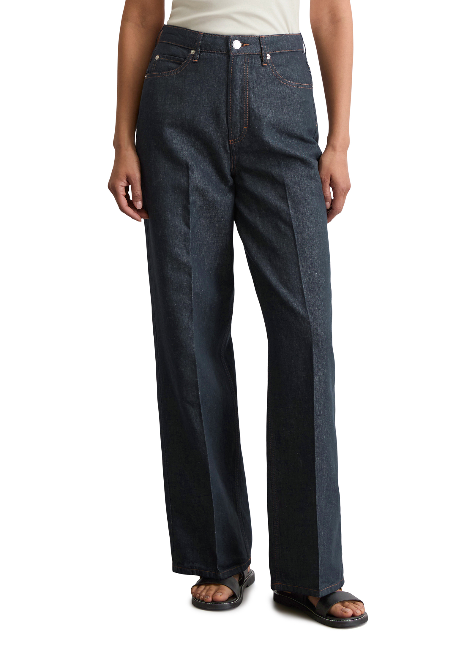 Jeans modèle Tolva large long en coton et lin mélangés, MARC O'POLO
