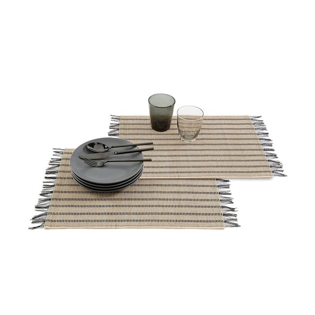 Typhia Fringed Placemats (Set of 4), natural/black, LA REDOUTE INTERIEURS