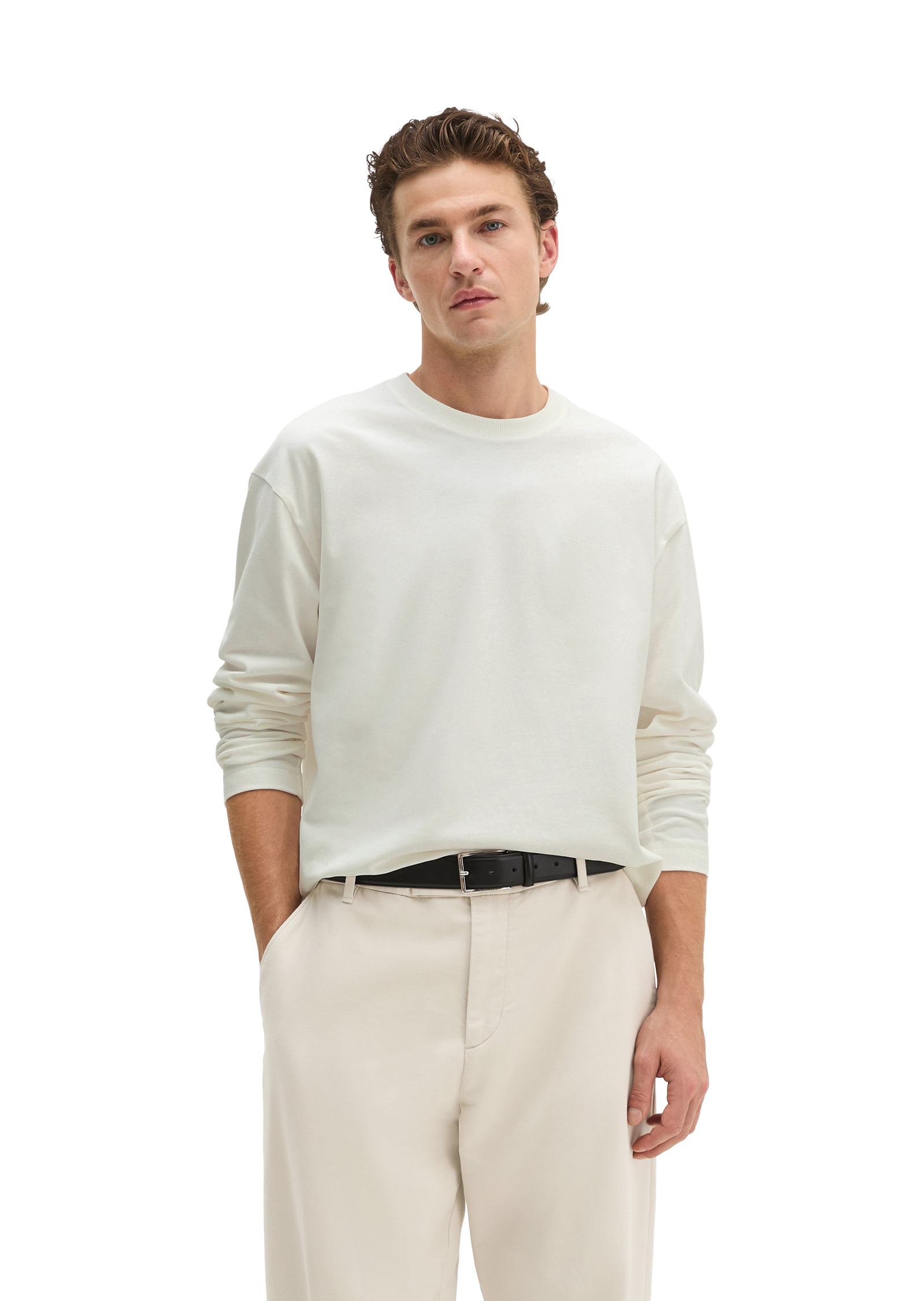 T-shirt long relaxed en jersey de coton bio épais, MARC O'POLO