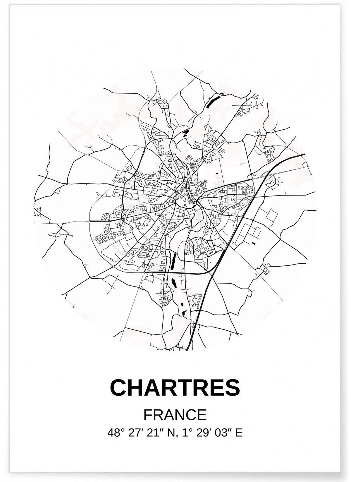 Affiche Carte Chartres, L'AFFICHERIE