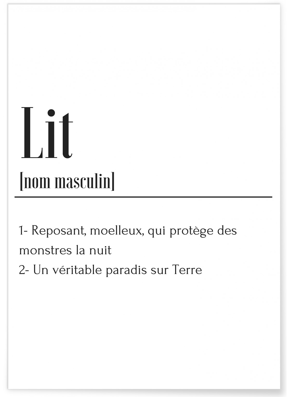 Affiche Définition Lit, L'AFFICHERIE