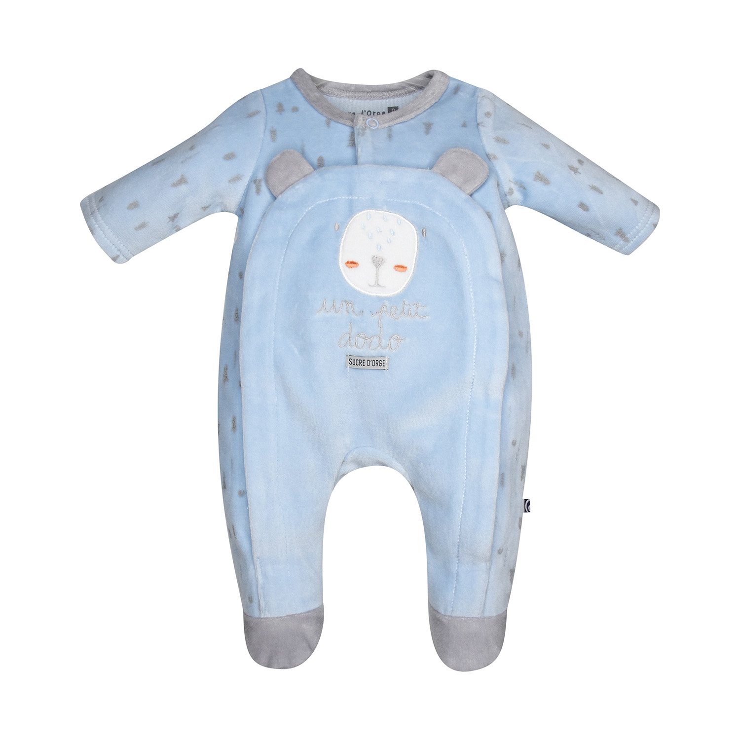 Pyjama naissance fabbio velours rase, SUCRE D'ORGE