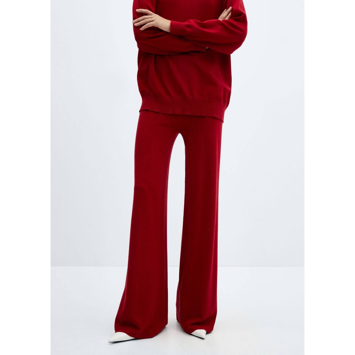 Pantalon maille wideleg rouge Mango La Redoute